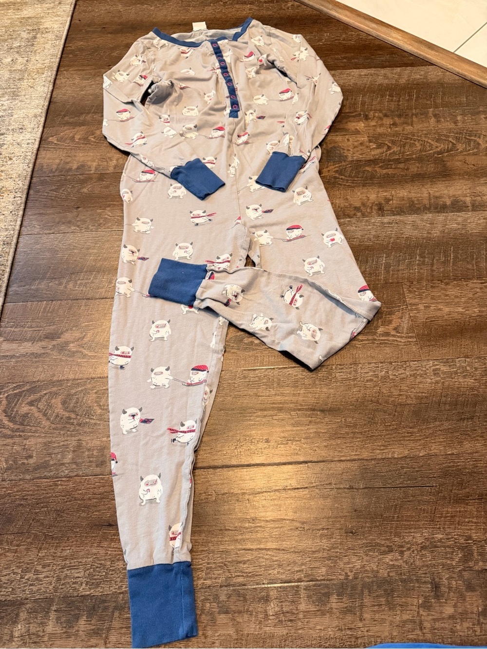 Munki Munki Nite Nite Adult Gray Yeti One Piece Pajama Jumpsuit Medium